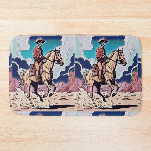 Item preview, Cowboy Skeleton Riding Horse – Wild West Outlaw Skull Art designed and sold by creativerooney.