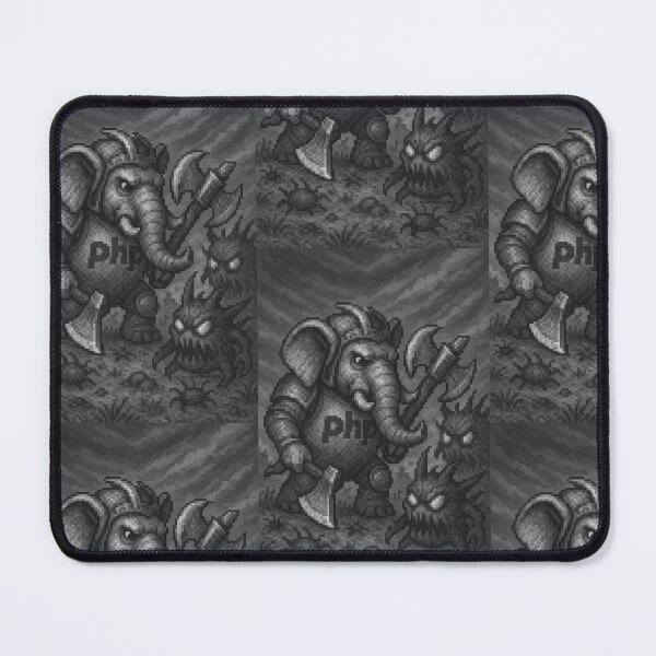 Item preview, Advanced PHP Elephant vs Bugs – Grayscale Pixel Art designed and sold by nozhove.