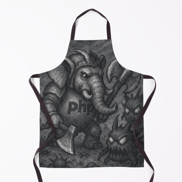 Item preview, Advanced PHP Elephant vs Bugs – Grayscale Pixel Art designed and sold by nozhove.