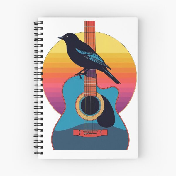 Artikelvorschau, Blackbird Beatles Minimalist T-Shirt – Akustikgitarren-Silhouette mit Sonne entworfen und verkauft von bazstees54.