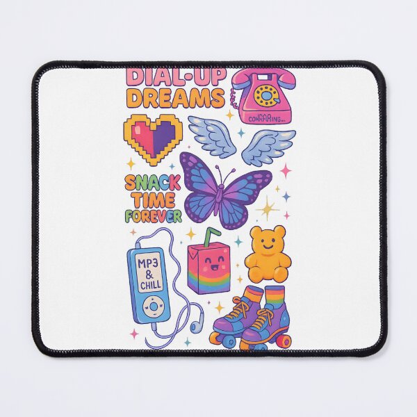 Item preview, Y2K Aesthetic Kidcore T-Shirt – Retro 2000s Graphic Tee with Pixel Art, Cute Butterfly, Roller Skates & Pastel Rainbow Vibes designed and sold by MindGlowArt.