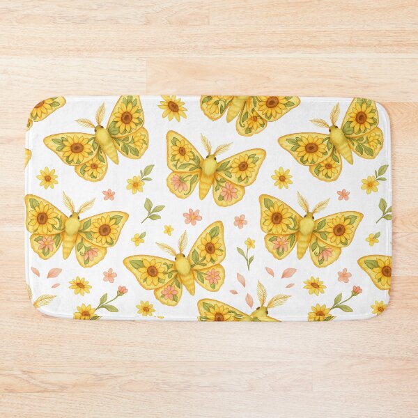 Item preview, Sunflower Moth Pattern – Golden Floral Wings on Black designed and sold by Zee's Whimsical Wonders.