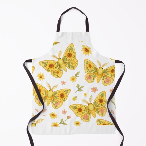 Item preview, Sunflower Moth Pattern – Golden Floral Wings on Black designed and sold by Zee's Whimsical Wonders.
