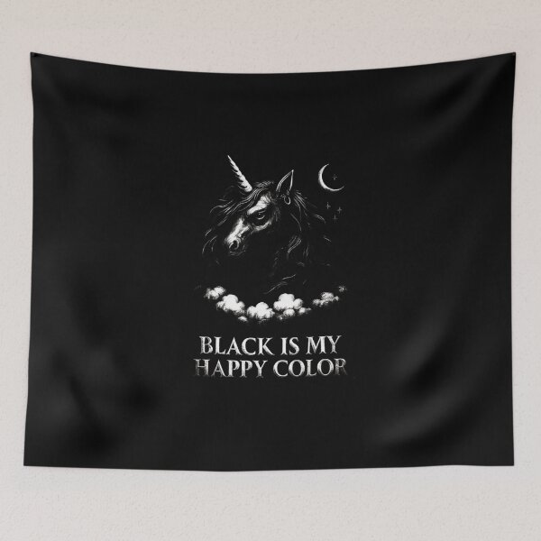 Item preview, Black Is My Happy Color Gothic Unicorn designed and sold by Lukasz Kobylka.