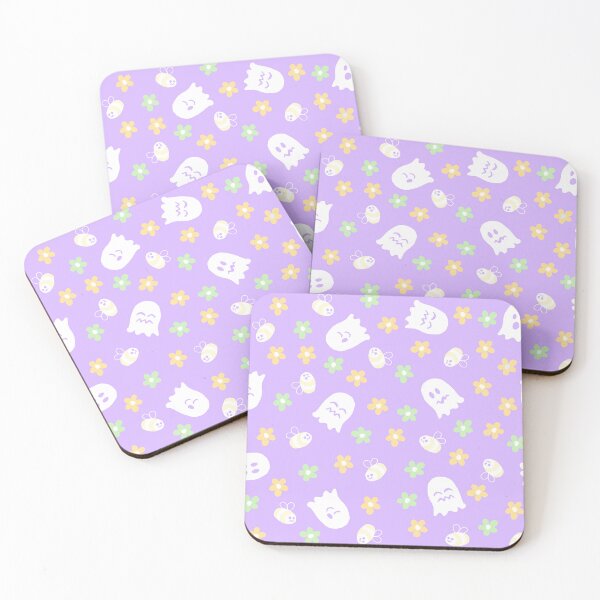 Item preview, Ghostly bees and flowers on purple  designed and sold by QuirkyBeez.