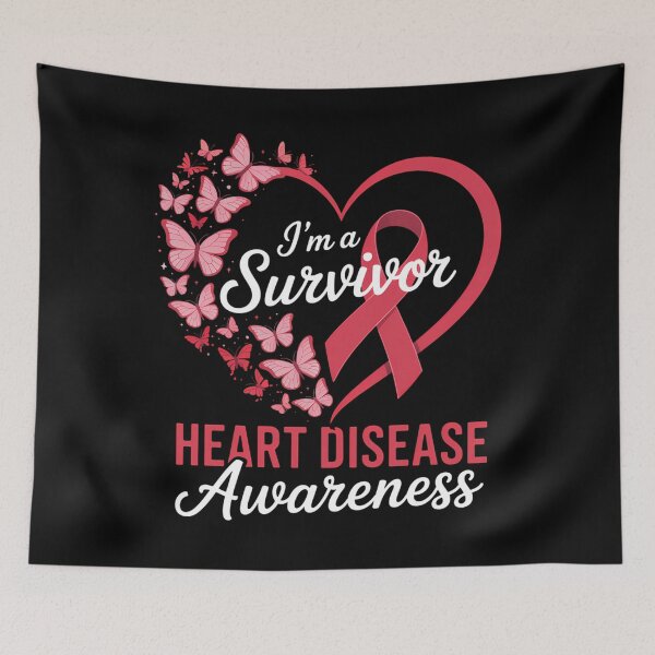 Item preview, I'm A Survivor Heart Disease Awareness Red Butterfly Heart designed and sold by Sunset4Bones.