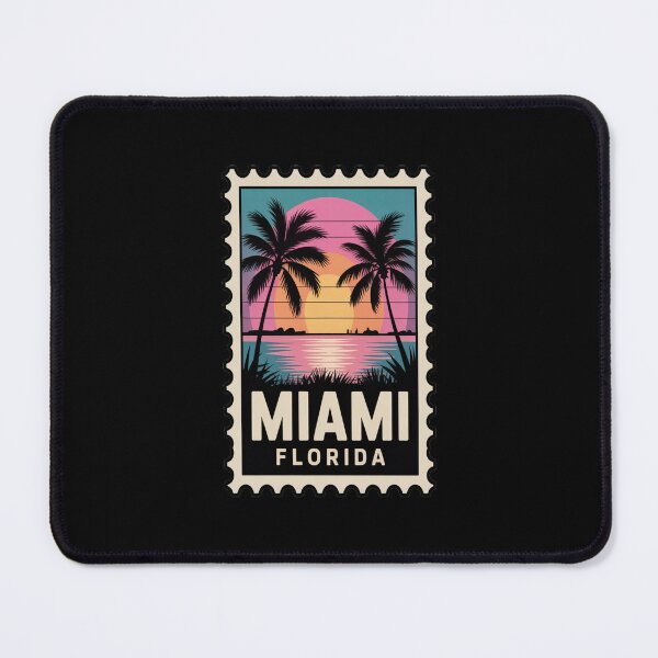 Item preview, Miami Florida Tropical Sunset 80s Postage Stamp Sticker designed and sold by stickercuffs.