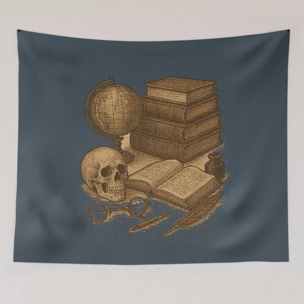 Item preview,  Dark Academia Scholar's Study - Vintage Books Globe Skull Academic Aesthetic Art designed and sold by freackly.
