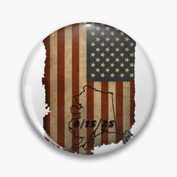 Item preview, USA Flag with Alaska Outline and 8/15/25 Date Vintage Style vertical version designed and sold by Jack’s Shirts Craft.