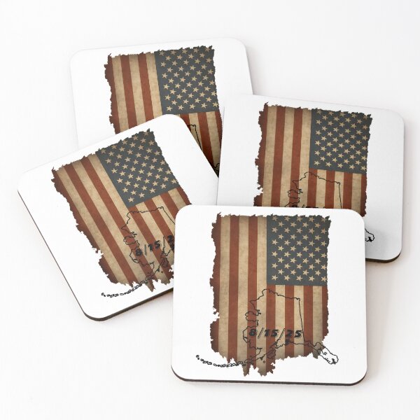 Item preview, USA Flag with Alaska Outline and 8/15/25 Date Vintage Style vertical version designed and sold by Jack’s Shirts Craft.