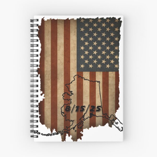 Item preview, USA Flag with Alaska Outline and 8/15/25 Date Vintage Style vertical version designed and sold by Jack’s Shirts Craft.