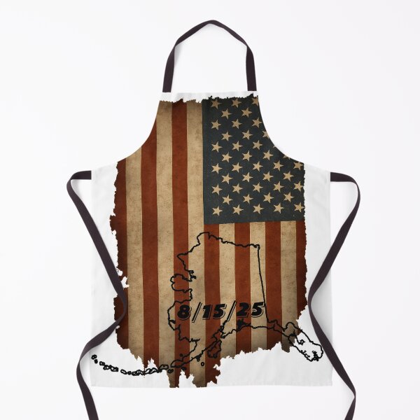 Item preview, USA Flag with Alaska Outline and 8/15/25 Date Vintage Style vertical version designed and sold by Jack’s Shirts Craft.