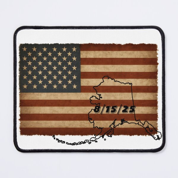 Item preview, USA Flag with Alaska Outline and 8/15/25 Date Vintage Style designed and sold by Jack’s Shirts Craft.