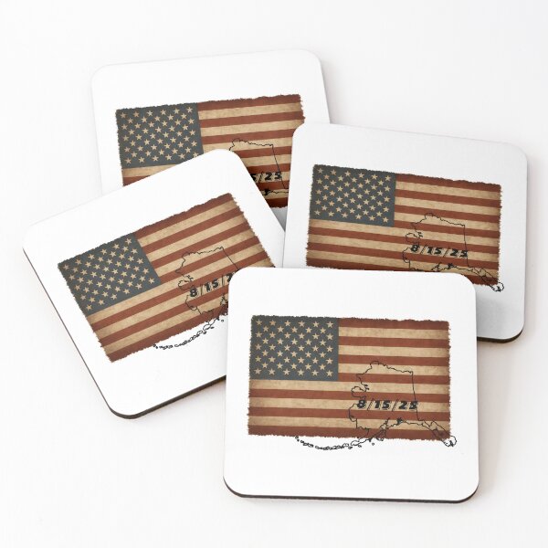 Item preview, USA Flag with Alaska Outline and 8/15/25 Date Vintage Style designed and sold by Jack’s Shirts Craft.
