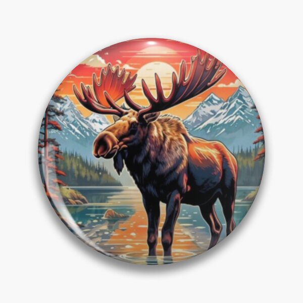 Item preview, Sunset Lake Moose – Majestic Wilderness Sticker Premium Cool Reloaded Trendy Best Gift designed and sold by Imaginarium of Chaos falcon88 .