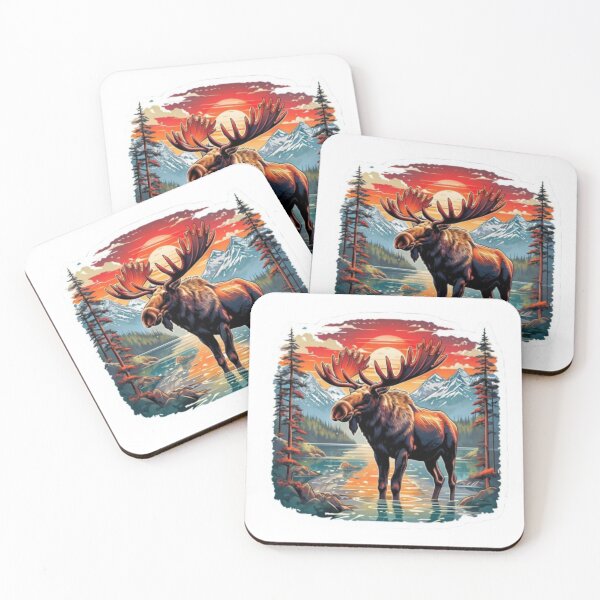 Item preview, Sunset Lake Moose – Majestic Wilderness Sticker Premium Cool Reloaded Trendy Best Gift designed and sold by Imaginarium of Chaos falcon88 .