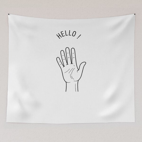 Item preview, Open Hand with “Hello!” – Minimalist Greeting Illustration designed and sold by RAKO13.
