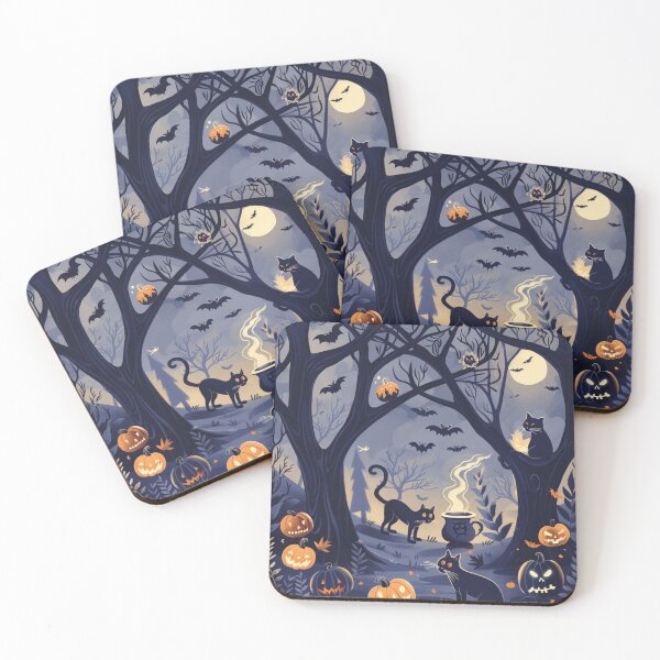 Item preview, Vintage Autumn Haloween Scene Black Cats Halloween Occult designed and sold by GrinGalore.