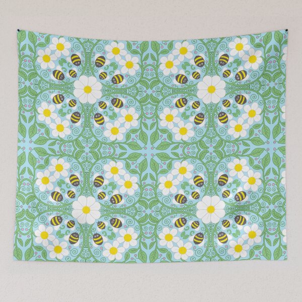 Item preview, Blue radial bee garden designed and sold by QuirkyBeez.