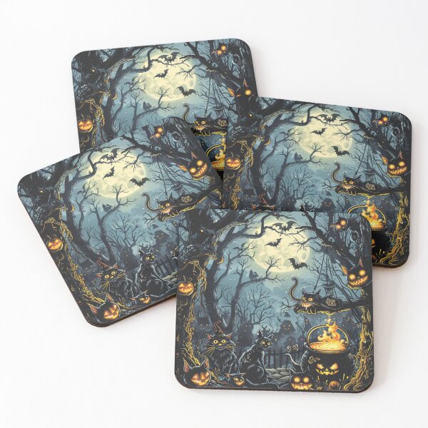 Item preview, Vintage Autumn Haloween Potion Black Cats Halloween Occult designed and sold by GrinGalore.