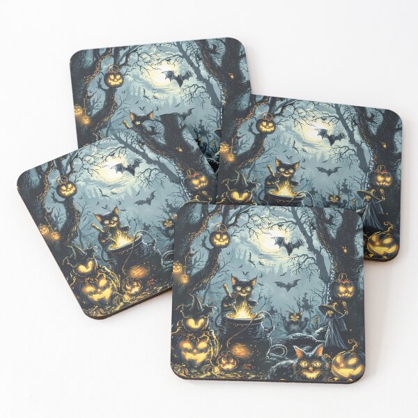 Item preview, Vintage Autumn Haloween Potion Makers Black Cats Occult designed and sold by GrinGalore.