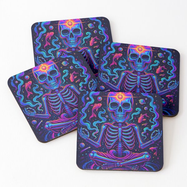 Item preview, Psychedelic Cosmic Skeleton Meditation – Trippy Space Yoga Art designed and sold by Alt Fandom Co..