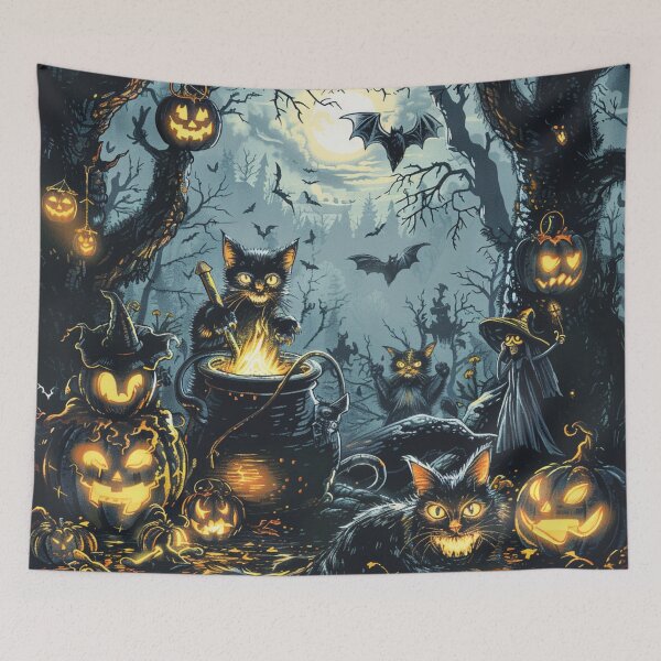 Item preview, Vintage Autumn Haloween Potion Makers Black Cats Occult designed and sold by GrinGalore.