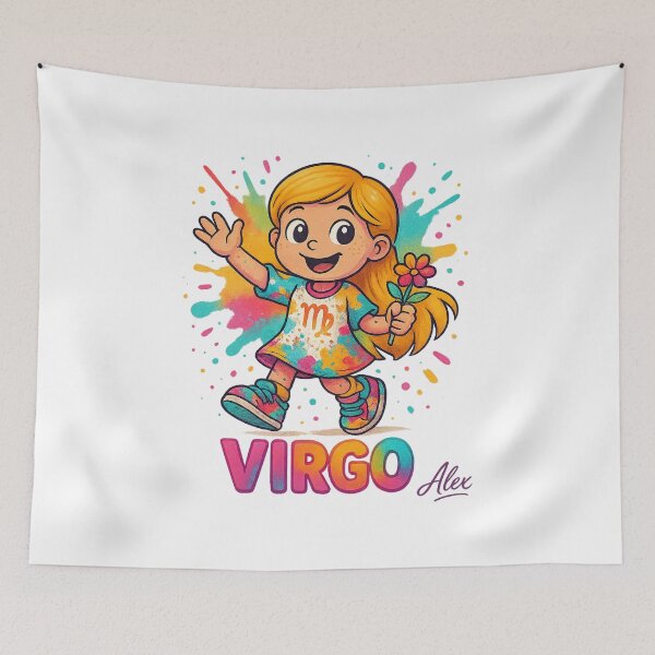 Item preview, Cute Virgo Zodiac Cartoon Character – Colorful Splash Art designed and sold by AlexLineArt.
