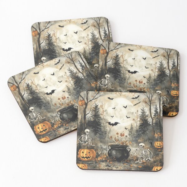 Item preview, Vintage Autumn Haloween Scene Skeletons Occult designed and sold by GrinGalore.