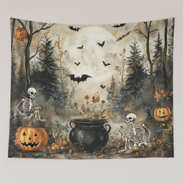 Item preview, Vintage Autumn Haloween Scene Skeletons Occult designed and sold by GrinGalore.