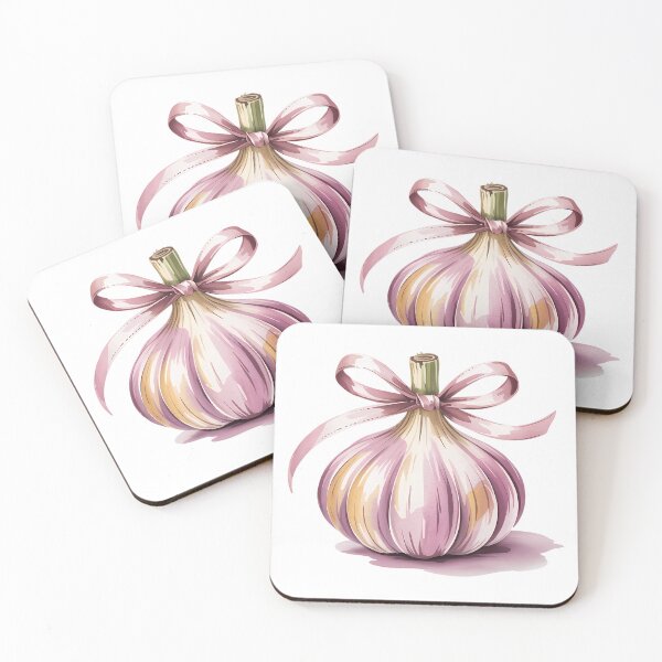 Item preview, Pastel Garlic with Pink Bow – T-Shirt, Sticker, Tote Bag, Mug designed and sold by VogueWow.
