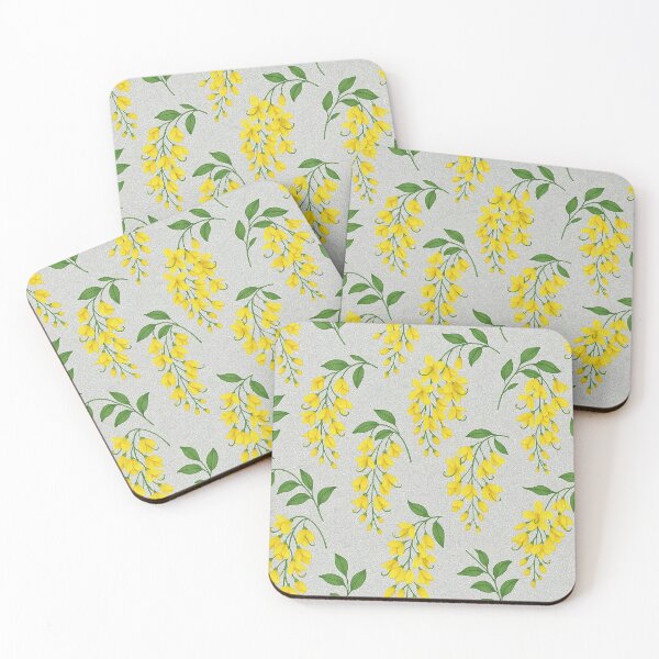 Item preview, Laburnum tree – Elegant floral pattern in yellow & green designed and sold by VisionsofArt.