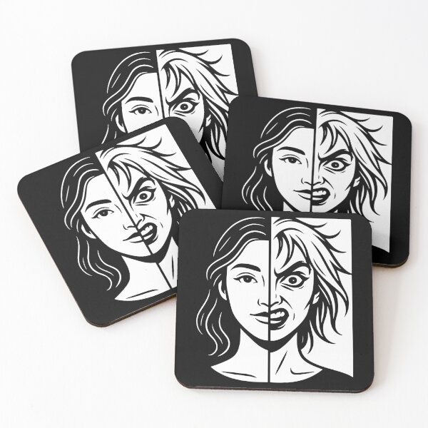 Item preview, Split Face Woman – Funny Mood Swing & Dual Personality Illustration designed and sold by SnappyPNG.