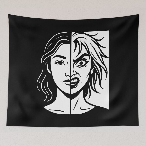 Item preview, Split Face Woman – Funny Mood Swing & Dual Personality Illustration designed and sold by SnappyPNG.