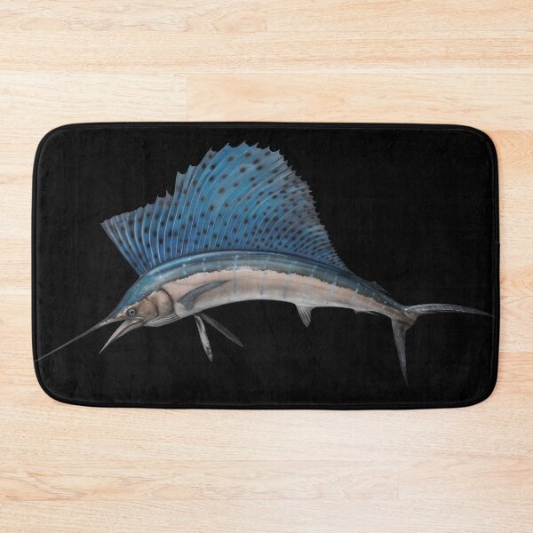 Item preview, Marlin Sailfish swordfish: Blue-black striped marlin with large sail-like dorsal fin mounted as trophy designed and sold by mirrorimages.