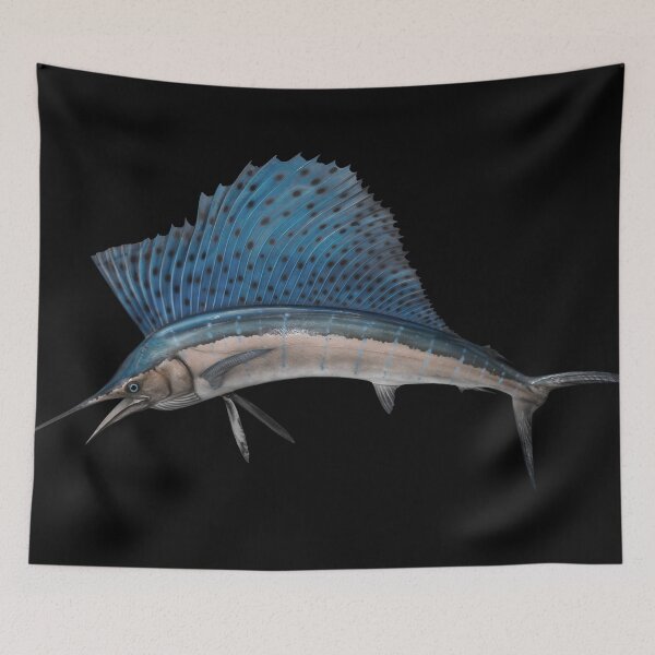 Item preview, Marlin Sailfish swordfish: Blue-black striped marlin with large sail-like dorsal fin mounted as trophy designed and sold by mirrorimages.