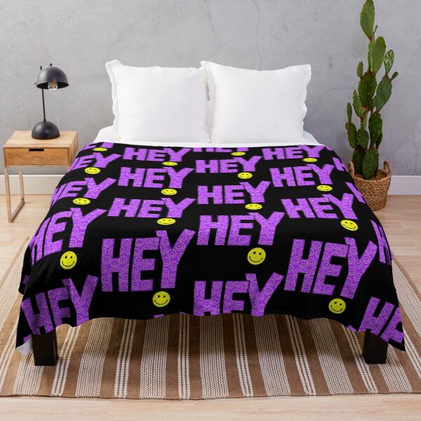 Item preview, Bold Purple “HEY” Text with Smiley Face – Fun Pop Art Design designed and sold by graphicnew.