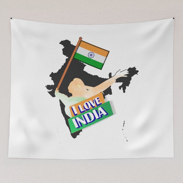 Item preview, I Love India with Indian Flag and Map Pride Art designed and sold by ArtsyExplorer.