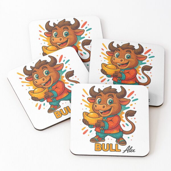 Item preview, Ox – Chinese Zodiac Sign Cute Cartoon with Splash Colors designed and sold by AlexLineArt.