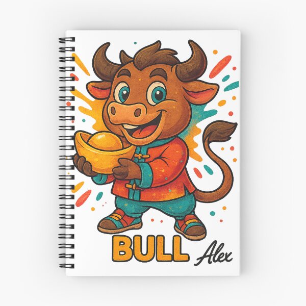 Item preview, Ox – Chinese Zodiac Sign Cute Cartoon with Splash Colors designed and sold by AlexLineArt.