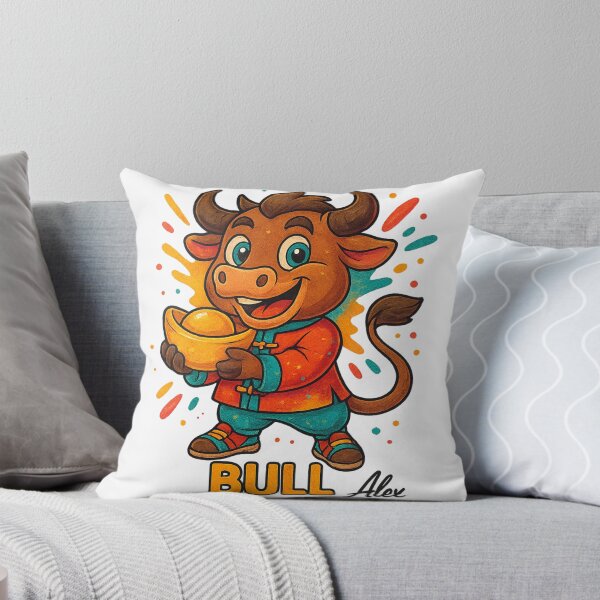 Item preview, Ox – Chinese Zodiac Sign Cute Cartoon with Splash Colors designed and sold by AlexLineArt.