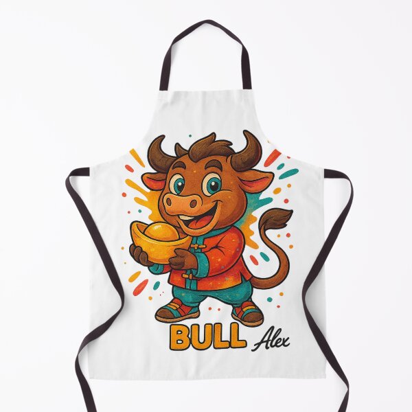 Item preview, Ox – Chinese Zodiac Sign Cute Cartoon with Splash Colors designed and sold by AlexLineArt.