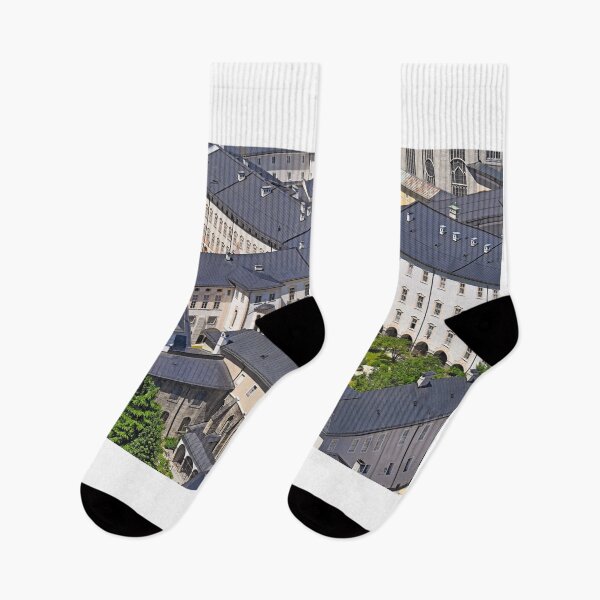 Item preview, Cityscape of old town Salzburg with old buildings and a garden with roses in the inner courtyard of the building, Austria designed and sold by goceris.