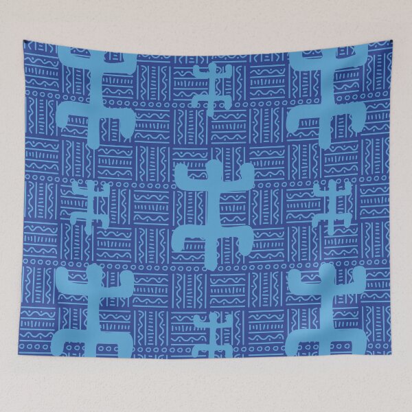 Item preview, Bogolan blue African textile designed and sold by Wolagno.