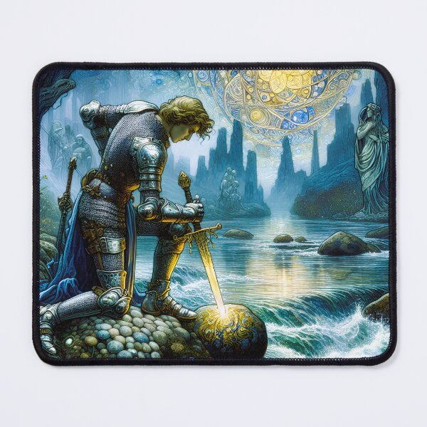 Item preview, Galahad and the Sword in the Stone | Arthurian Fantasy Art Print designed and sold by Stoneflower-Art.