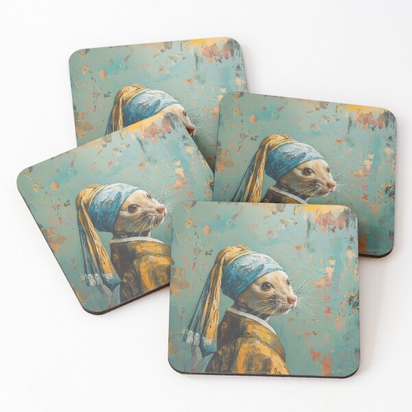 Item preview, Mouse Without a Pearl Earring – Whimsical Art Inspired by Classic Portraits designed and sold by artHAPPEAK.