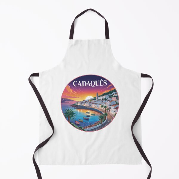 Item preview, Cadaqués España Sunset Circular Design – Mediterranean Coastal Town Art, Travel Poster Style, Seaside Landscape Illustration designed and sold by CircinusStore.