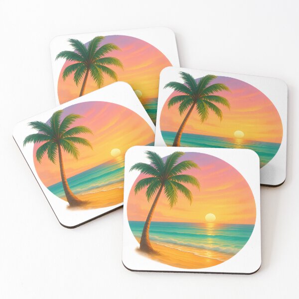 Item preview, Beautiful Vibrant Palm Tree On Sunset Beach  designed and sold by SassyArtistry.