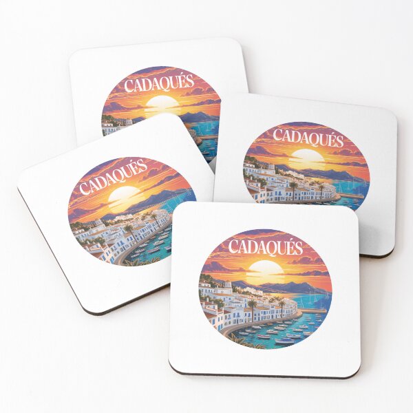 Item preview, Cadaqués Sunset Harbor – Mediterranean Coastal Town Illustration, Scenic Spain Travel Art designed and sold by CircinusStore.