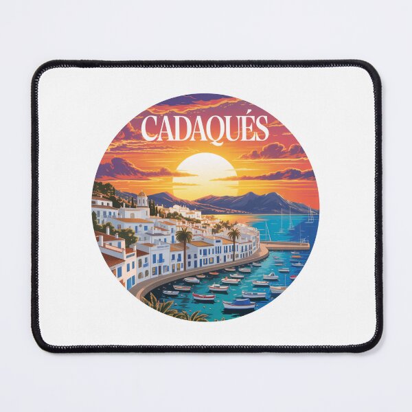 Item preview, Cadaqués Sunset Harbor – Mediterranean Coastal Town Illustration, Scenic Spain Travel Art designed and sold by CircinusStore.